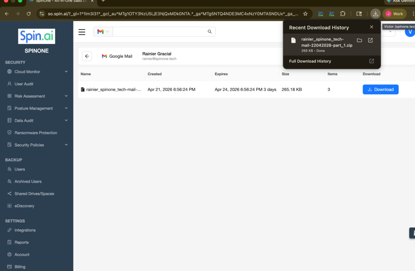 Google Data Download Interface Interface for downloading Google data locally