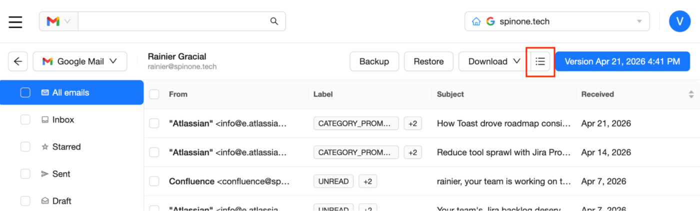 Google Mail Navigation Interface User interface for navigating Gmail features