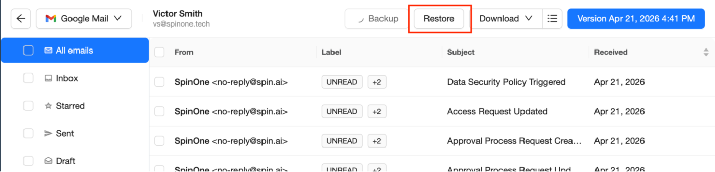 Google Mail Restore Button Restore deleted emails in Google Mail