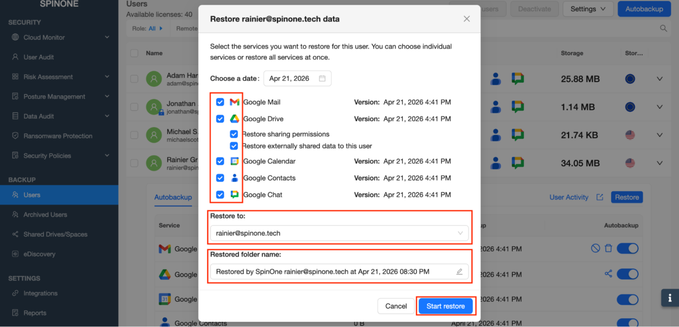 Data Selection for Recovery Selecting data items for restoration process