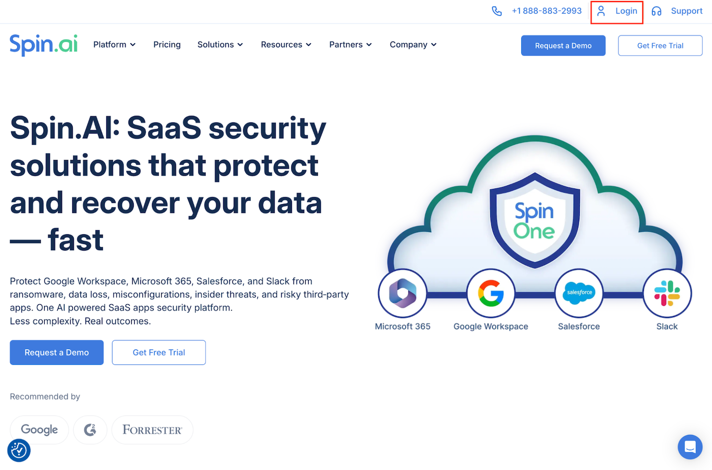 Backup Settings Login Page | Spin.AI Login page for backup settings access