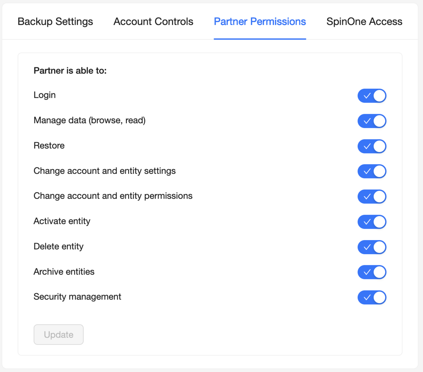 Backup Partner Permissions Overview Overview of partner permissions in backup settings