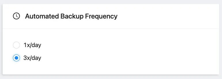 User interface displaying options for selecting backup frequency in Microsoft 365