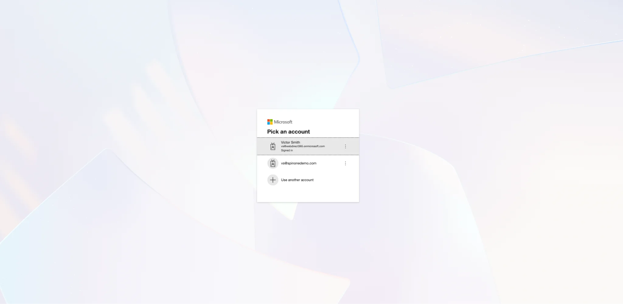 Grant Admin Consent – Pick a Microsoft 365 Account | Spin.AI Microsoft Pick an account sign-in window shown after clicking Grant admin consent for SpinOne