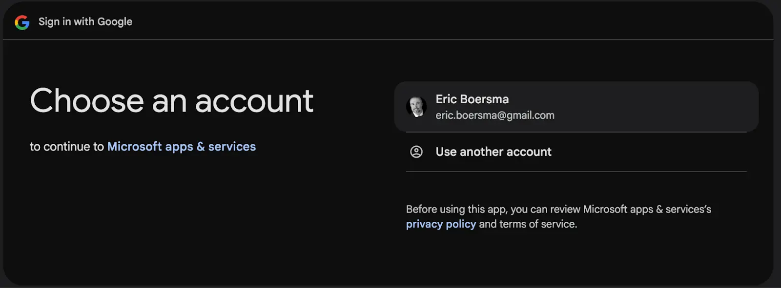 choosing an account in Gmail™ for mac