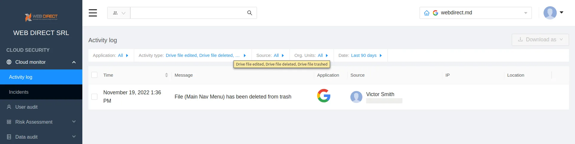 Detection of deleted, edited and trashed files in Google Drive™