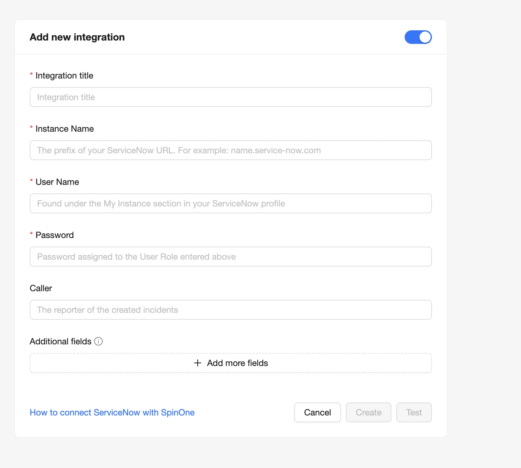 Add New Integration | Spin.AI Add New Integration with ServiceNow