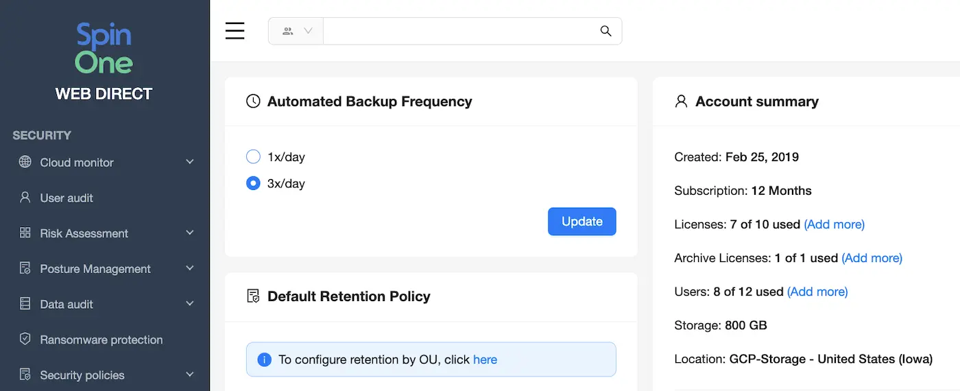 Control Recovery Point Actual with SpinBackup