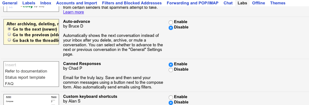 Gmail canned responses feature for quick email replies