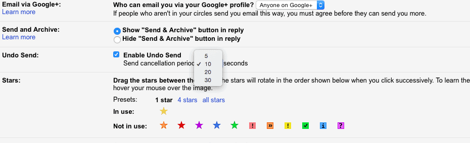 Screenshot of Gmail Undo Send feature