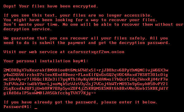 Bad Rabbit ransomware warning image