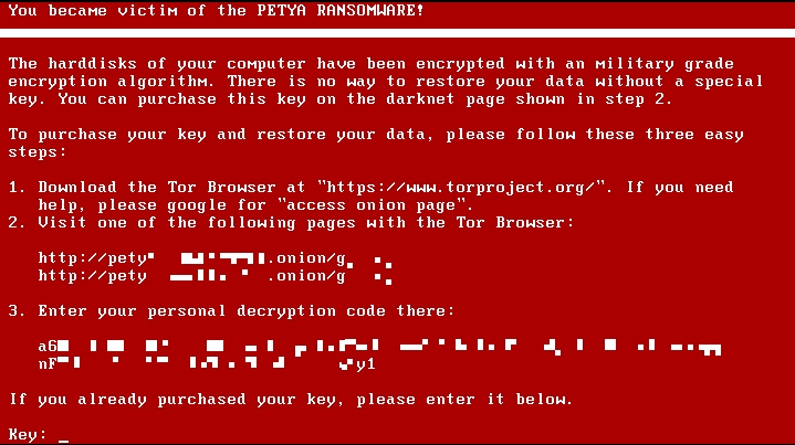 Petya ransomware alert graphic