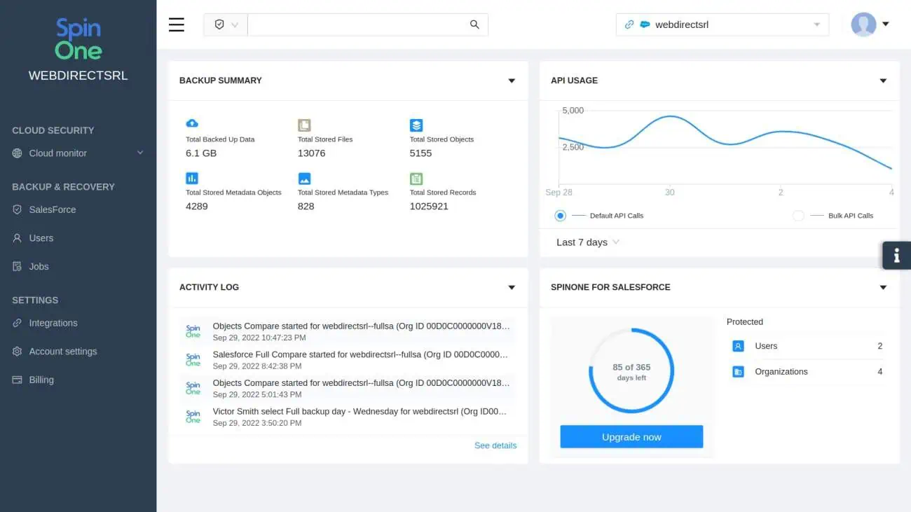 salesforce backup solutions - compare function