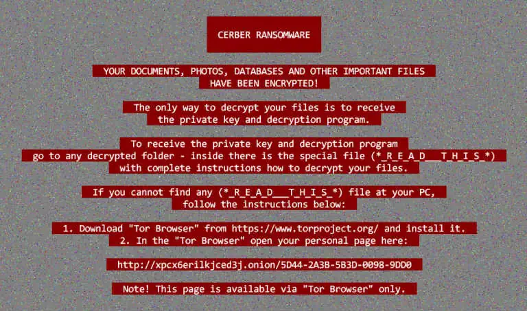 Cerber ransomware threat image