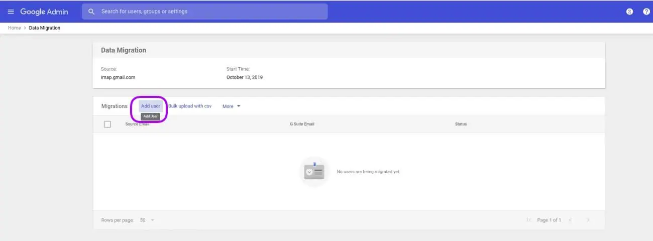 Gmail Migration Center View 5 | Spin.AI transfer google account migration center