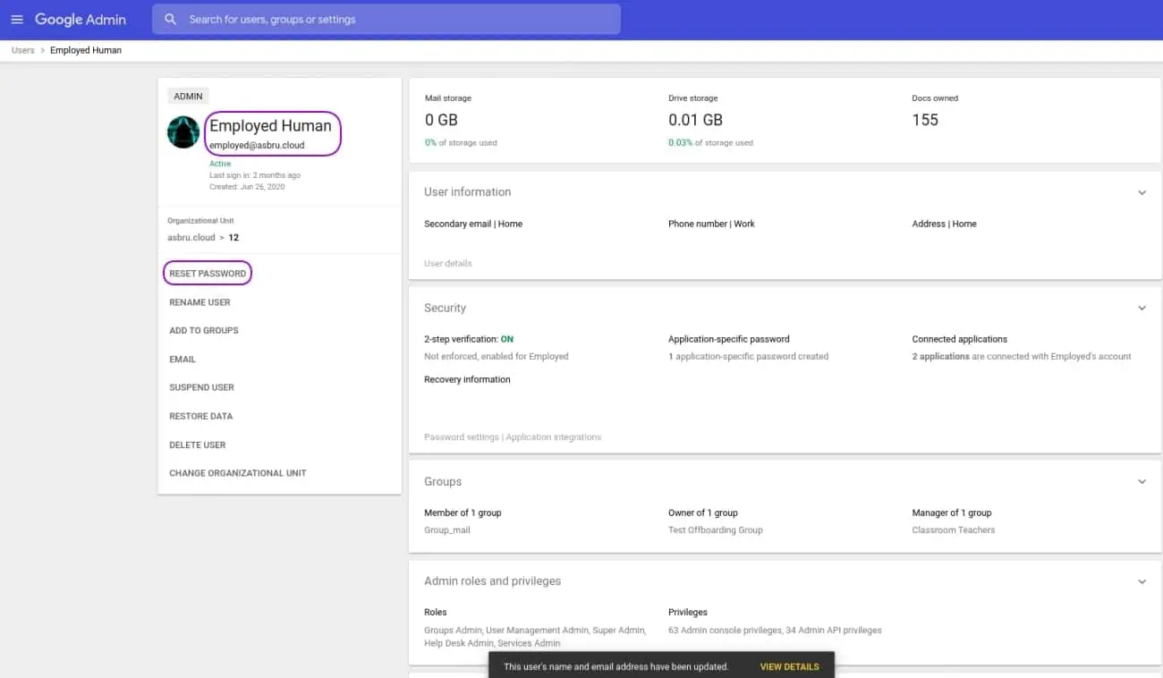 | Spin.AI transfer google account rename user 4