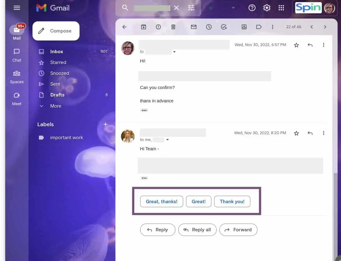 | Spin.AI Gmail™ vs. Outlook: Smart Reply