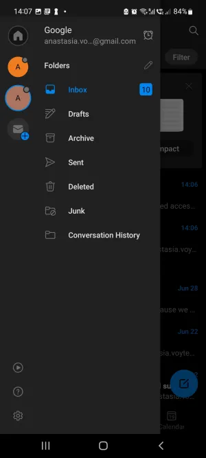 New mail account added