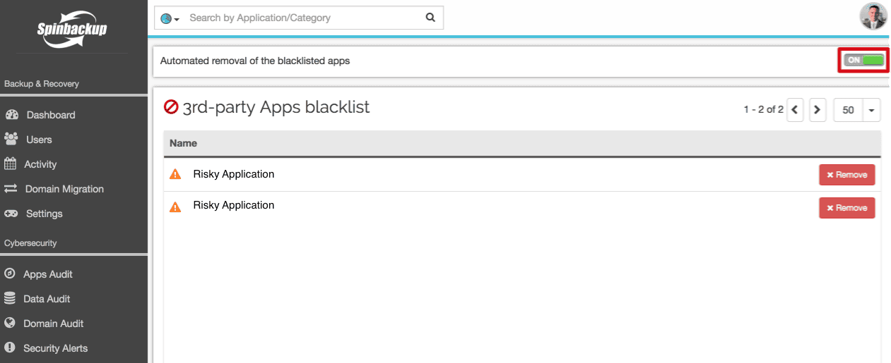 Spinbackup blacklist automated removal
