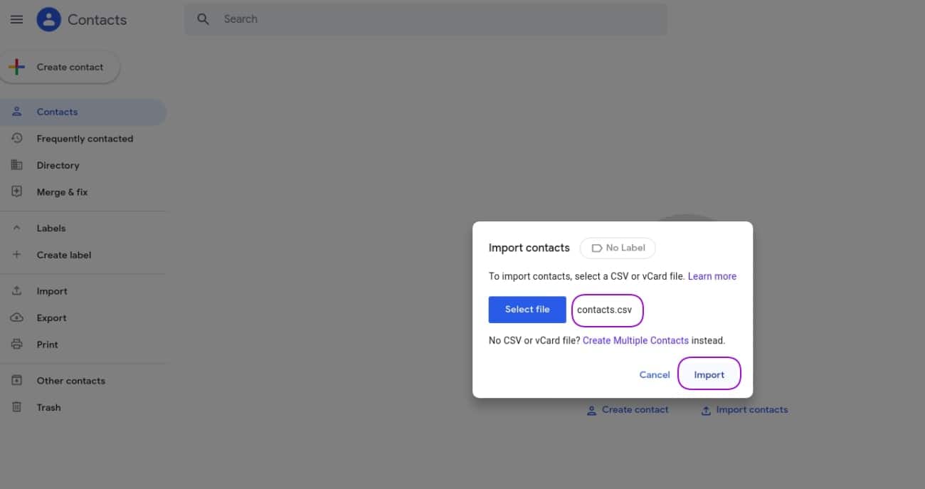 transfer google account contatcs 6
