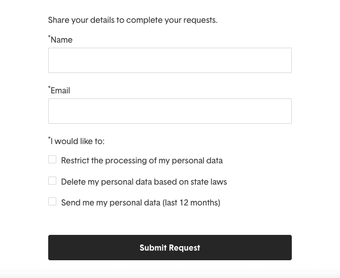 Do Not Sell My Personal Information - Example