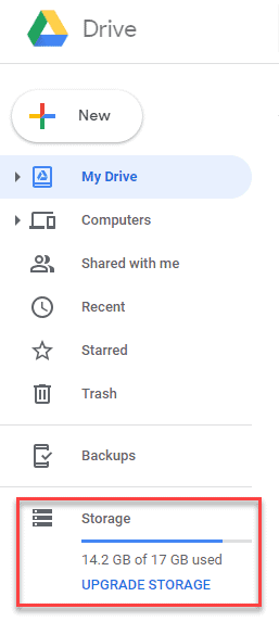 used Google Drive™ space