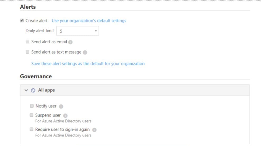 Governance actions with Cloud App Security applications