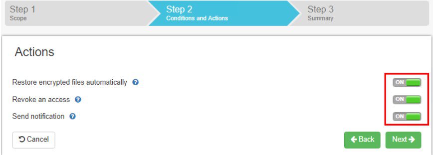Spinbackup Custom G Suite Security Policies allows tailoring Ransomware Protection settings to the needs of your organization