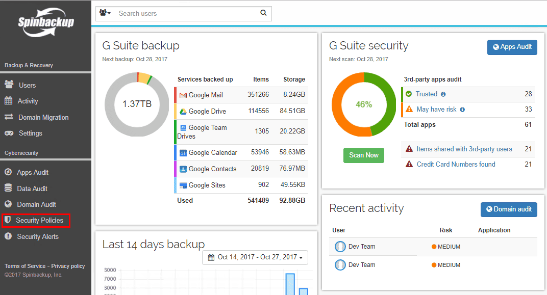 Navigate to Security Policies to launch the new Custom Policies interface
