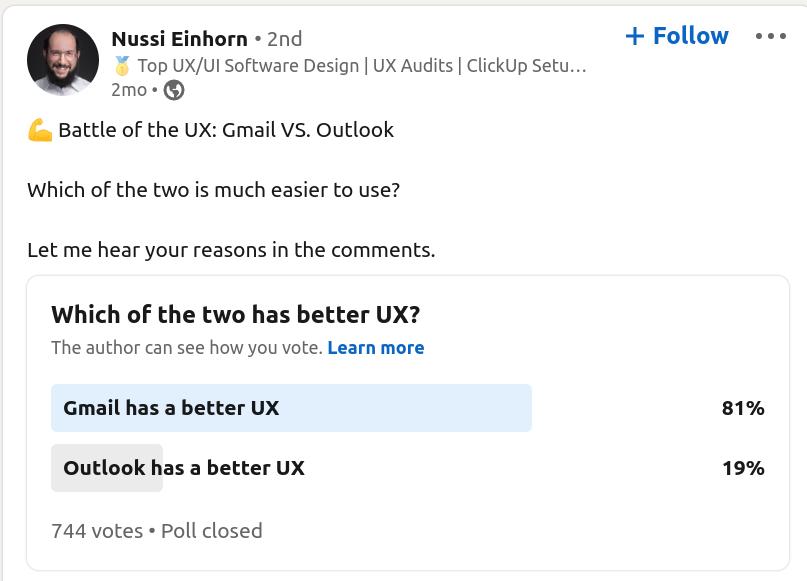 Gmail™ vs. Outlook: UX poll