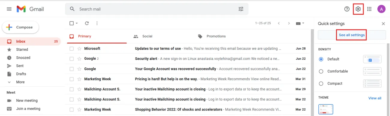step 1 of setting up Gmail™ in outlook