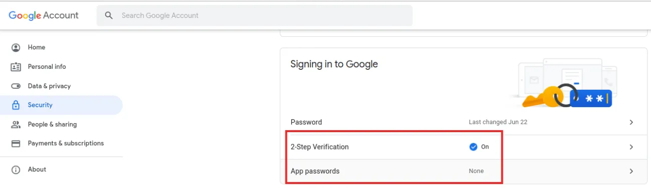 step 5 of setting up Gmail™ in outlook