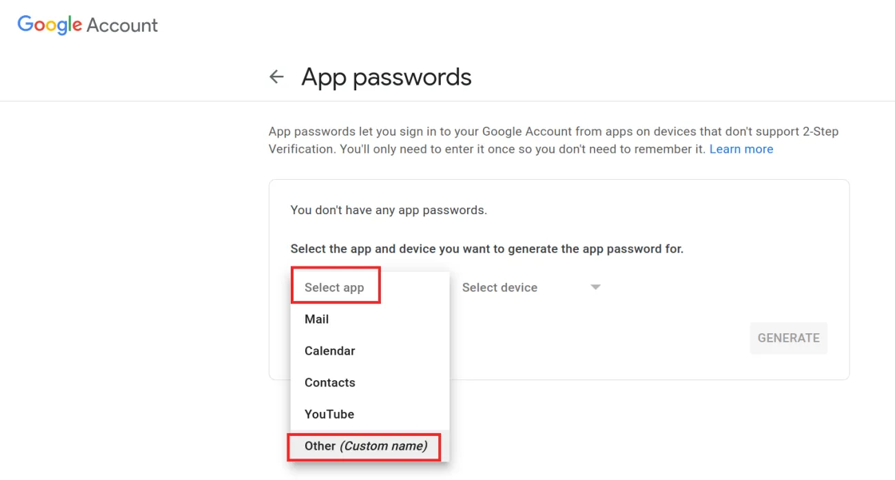 step 6 of setting up Gmail™ in outlook