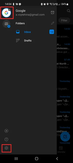 alternative way of adding a mail account