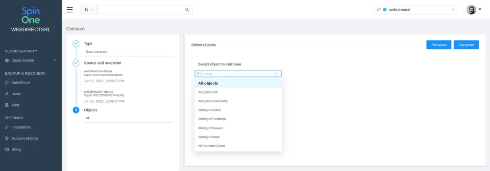 compare Salesforce Org