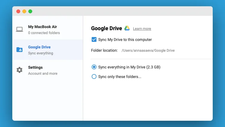 Sync google drive to computer.