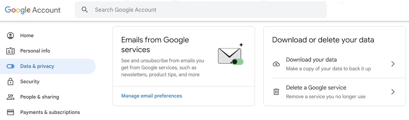 Google Account menu step 3 to import MBOX to Gmail™