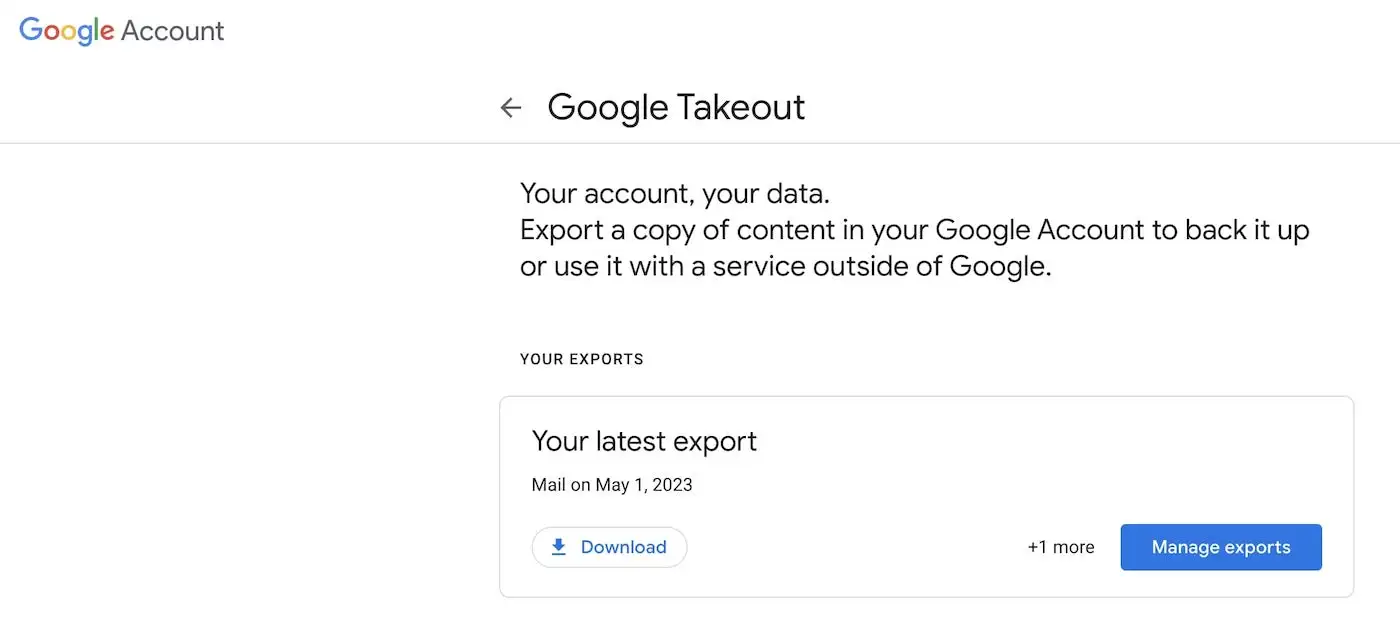 Download option to export Mbox data