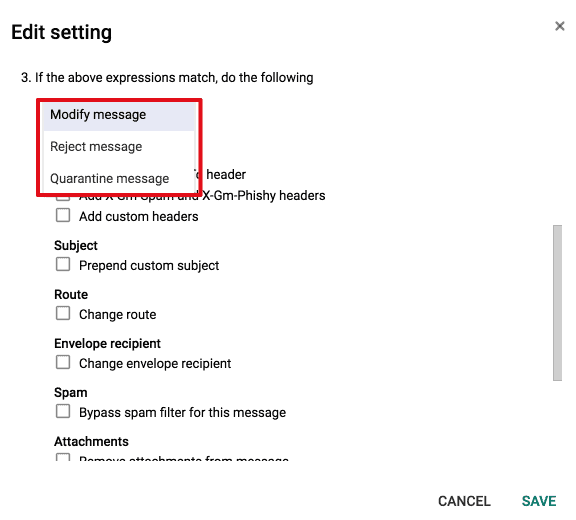 google Gmail™ dlp modify message