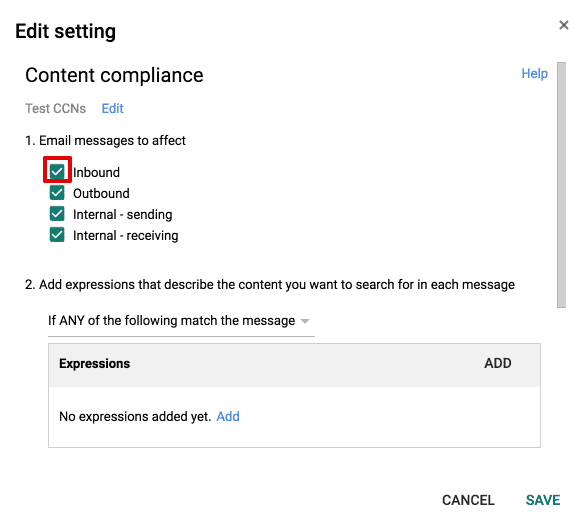 Google Gmail™ dlp rule effect