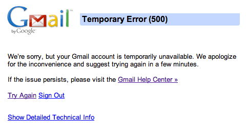How to Backup Gmail™ Account: Gmail™ Temporary Error