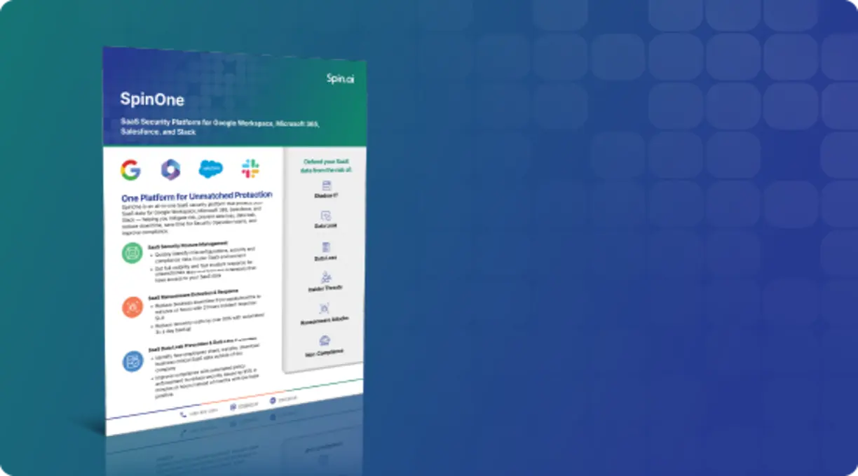 SpinOne platform OnePager | Spin.AI SpinOne platform by Spin.ai