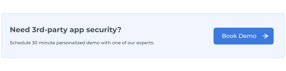 Blog CTA SSPM | Spin.AI Banner offering 3rd-party app security demo with a blue 'Book Demo' button on the right.