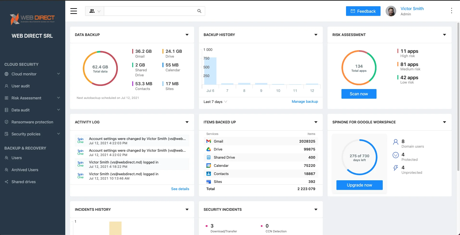 Add more licenses in SpinOne for Google Workspace | Spin.AI Screenshot showing how to add more licenses in SpinOne for Google Workspace