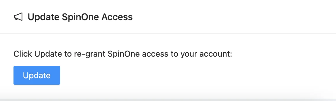 Screenshot showing update access interface for SpinOne in Microsoft 365 backup