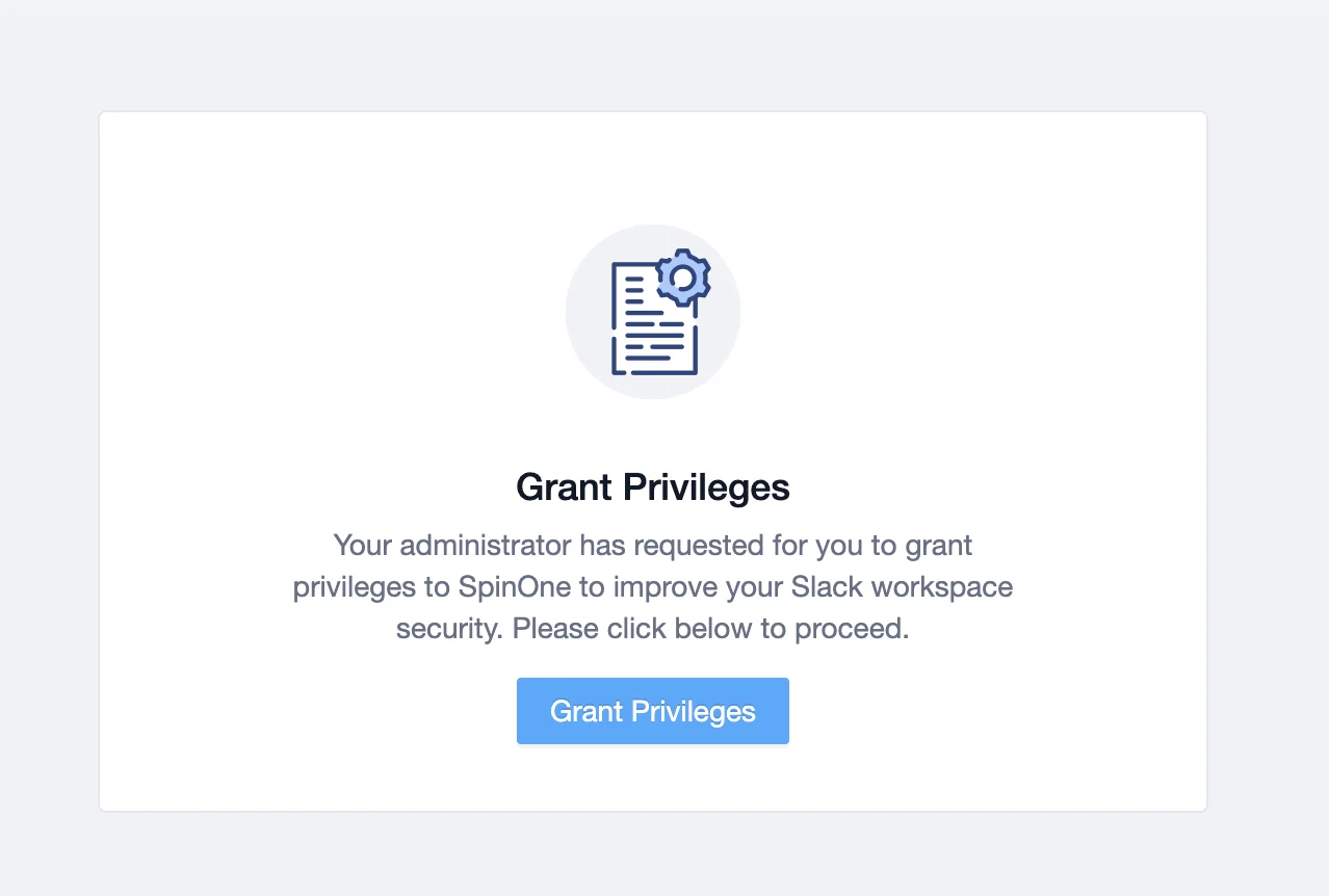Slack grant privileges screenshot | Spin.AI Screenshot showing Slack grant privileges interface on SpinOne platform