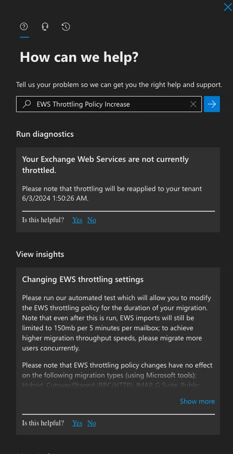Screenshot showing Microsoft 365 API throttling error with timestamp