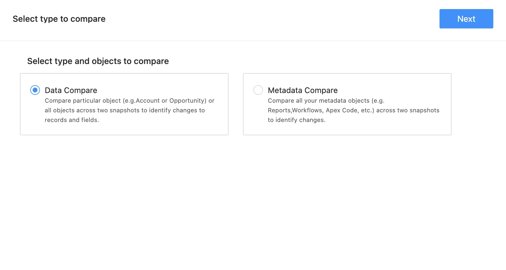 Screenshot of Salesforce backup data comparison results in SpinOne