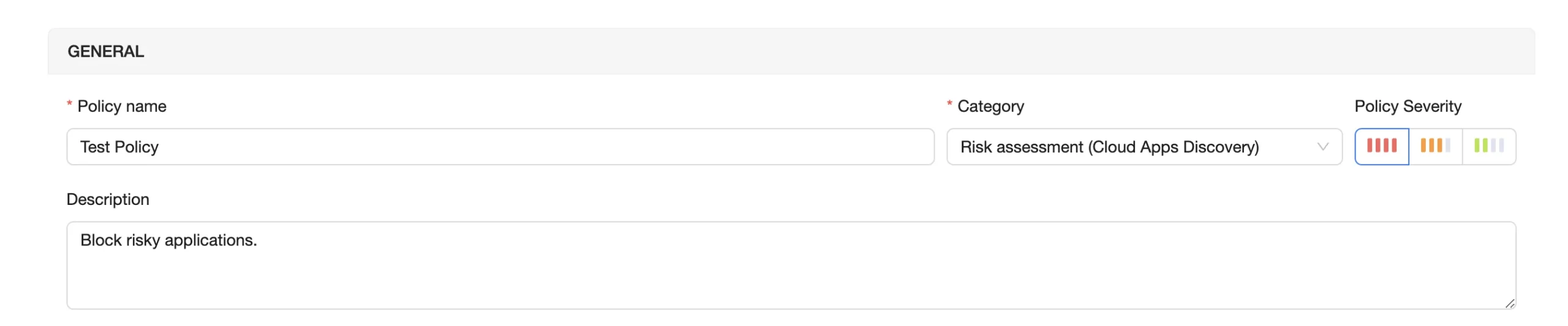 Data Policy Creation General Settings | Spin.AI Spin.AI interface for creating a general data policy in Microsoft 365