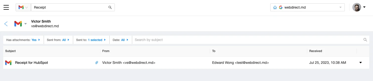 Filtered Data View | Spin.AI Filtered data view in Google Workspace backup search interface